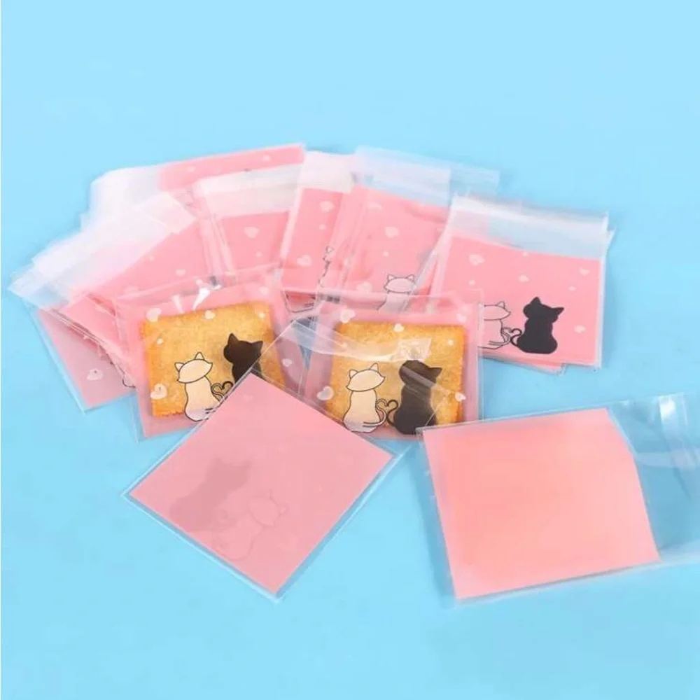 Cute Cat Party Favor Small Bags - Pink and Black (50 pack)